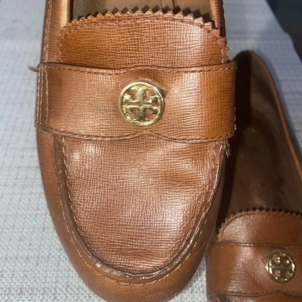 TORY BURCH penny loafers Brown Leather Loafers Sz 10M
